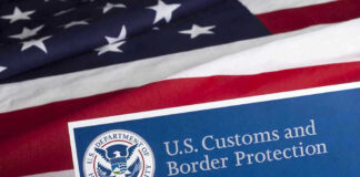U.S. Customs and Border Protection logo and American flag