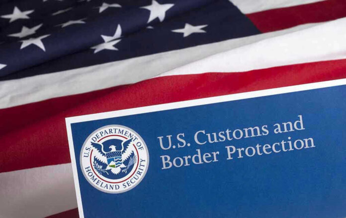 U.S. Customs and Border Protection logo and American flag