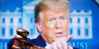 Gavel with Donald Trump speaking in the background