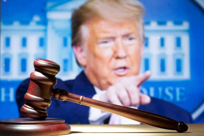 Gavel with Donald Trump speaking in the background
