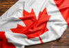 Canadian flag with red maple leaf displayed