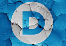 Trump WINS Latino Voters — Democrats PANIC Democratic Party logo on a cracked, peeling surface.