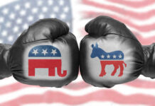 SHOCKING Party Switch — From Trump Critic to Democrat Boxing gloves with Republican and Democrat symbols.