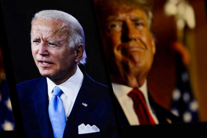 shutterstock_2401520329.jpg Joe Biden and Donald Trump in separate portraits.