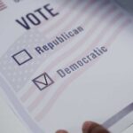 Voting ballot with options for Republican and Democratic parties