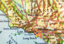 Map of California highlighting Los Angeles and surrounding areas