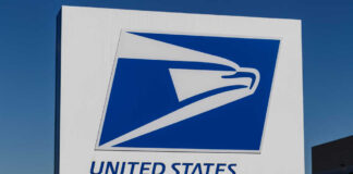 United States Postal Service sign featuring the USPS logo