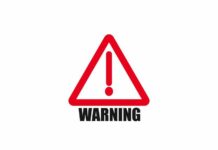Red warning sign with an exclamation mark