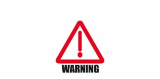 Red warning sign with an exclamation mark