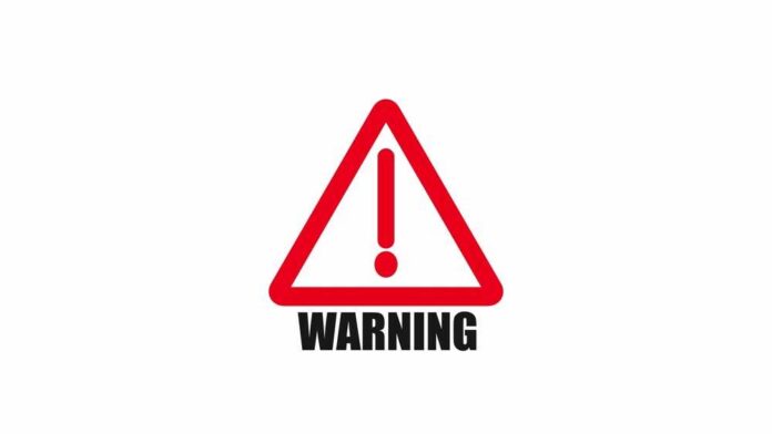Red warning sign with an exclamation mark
