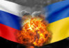 Hypersonic Missile: Ukraine’s Nightmare Unleashed Explosions between Russian and Ukrainian flags.