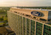 Ford headquarters building aerial view.