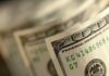 Close-up of a stack of hundred dollar bills