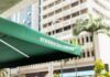Starbucks Coffee awning in an urban environment