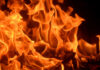 Close-up of vibrant flames with an orange glow