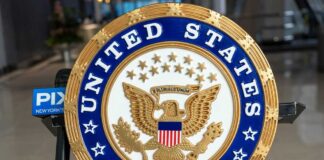 Seal of the United States Senate displayed prominently