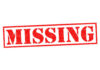 Red missing stamp on white background