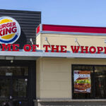 Exterior view of a Burger King restaurant with signage