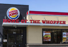 Exterior view of a Burger King restaurant with signage