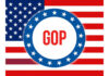 American flag with GOP in a star circle.