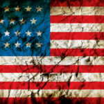 American flag with grunge texture and cracks
