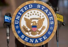 Senators’ AI Power Grab Explodes – What Now? United States Senate seal with microphones in front.