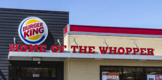 Exterior view of a Burger King restaurant with signage