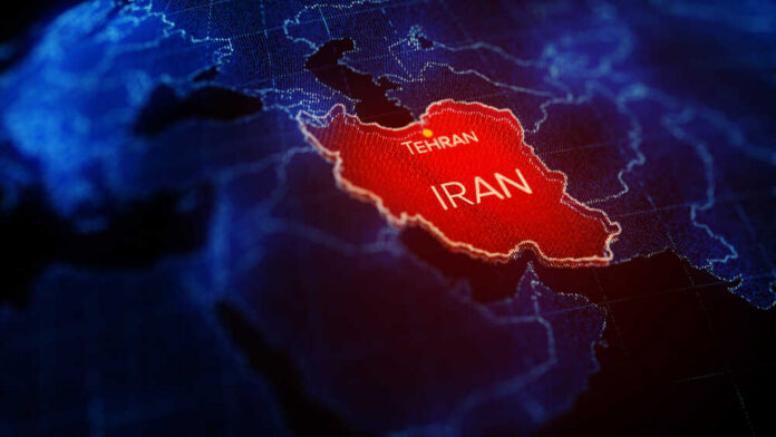 3d,Illustration,,Middle,East,Region,Map,With,Iran.,Map,Of Digital map highlighting Iran with Tehran marked
