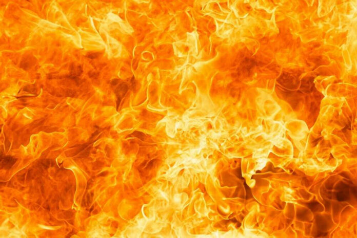 shutterstock_2477449591 Bright orange and yellow flames burning intensely.
