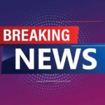 Breaking news banner on a gradient background