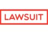 The word 'LAWSUIT' displayed in bold red letters within a rectangular border