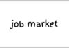 Handwritten phrase 'job market' on a white background