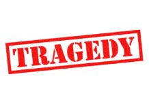 Deadly Tragedy At Famed Colosseum Red tragedy stamp on white background