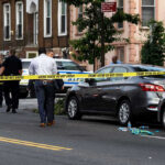 Police Power Turns Deadly Police and crime scene tape on city street.