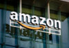 Amazon logo on a glass office building