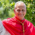 Catholic cardinal smiling and waving outdoors